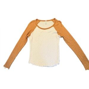 NWOT ASKK NY Tan and Cream Fitted Raglan Tee Size 0/XS MSRP $140